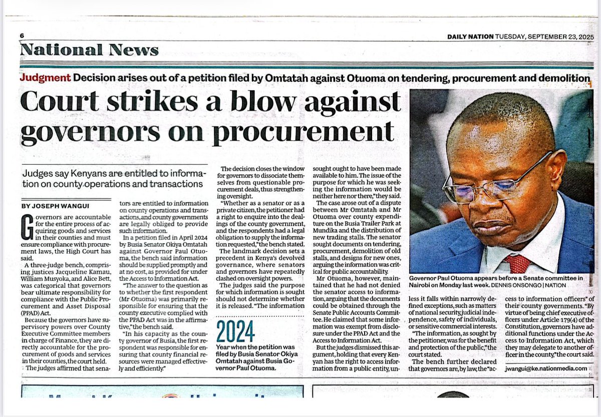 High Court: Governors now personally liable for county procurement. No more excuses. No more passing the buck.