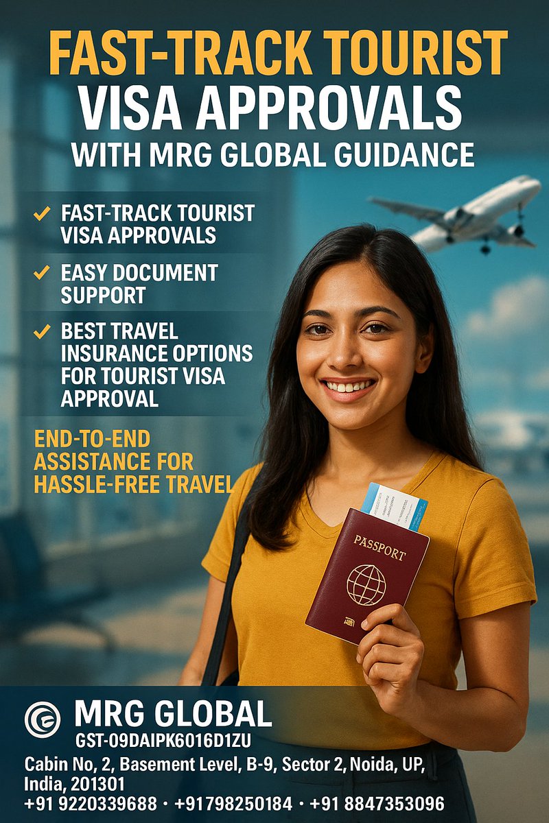 GlobalMrg86093's tweet image. 🚀 Fast-Track Tourist Visa Approvals With MRG Global Guidance 🌍

#TouristVisaSupportIndia #VisaHelpDesk #SmoothVisaProcess #VisaConsultancyIndia #BestVisaDeals #TravelWithConfidence
