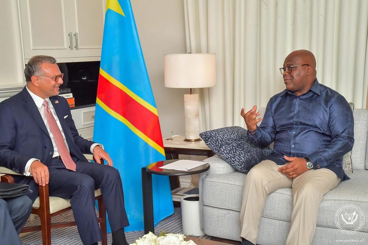 Dimanche 21 septembre à New-York, le Président de la République Félix Antoine Tshisekedi Tshilombo a reçu M. Massad Boulos, Conseiller Principal pour l’Afrique du président américain Donald Trump.

Monsieur Boulos est venu échanger  avec le Chef de l’Etat sur le suivi de l’Accord