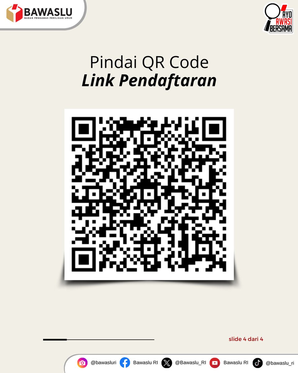 #SahabatBawaslu yang sedang bersiap untuk Kompetisi Debat Penegakan Hukum Pemilu, perhatikan syarat dan ketentuan berikutnya. 

Informasi lebih lengkap, pindah kode QR di bawah. 

#DebatPenegakanHukumPemilu
#DebatBawaslu