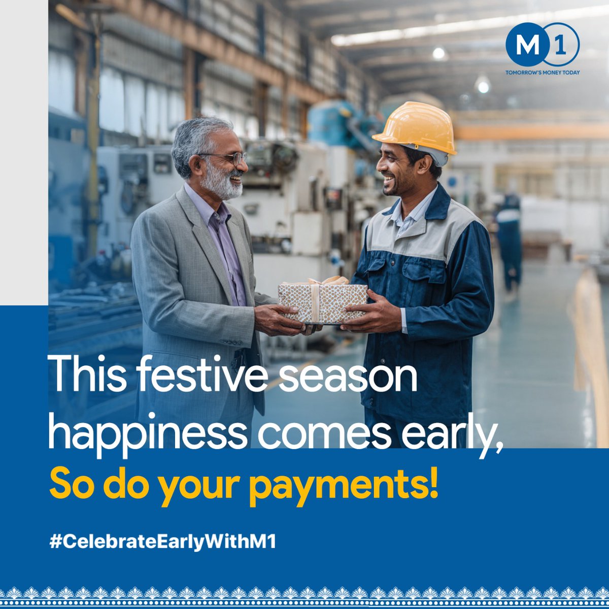 M1xchange's tweet image. Festivals are for joy, not delayed payments. ✨
With #M1xchange, MSMEs unlock early payments & corporates build stronger supply chains. Celebrate growth on time! 🚀
#CelebrateEarlyWithM1 #FestiveSeason #Finance #MSMEs #EarlyPayments #SupplyChain #BusinessGrowthTips