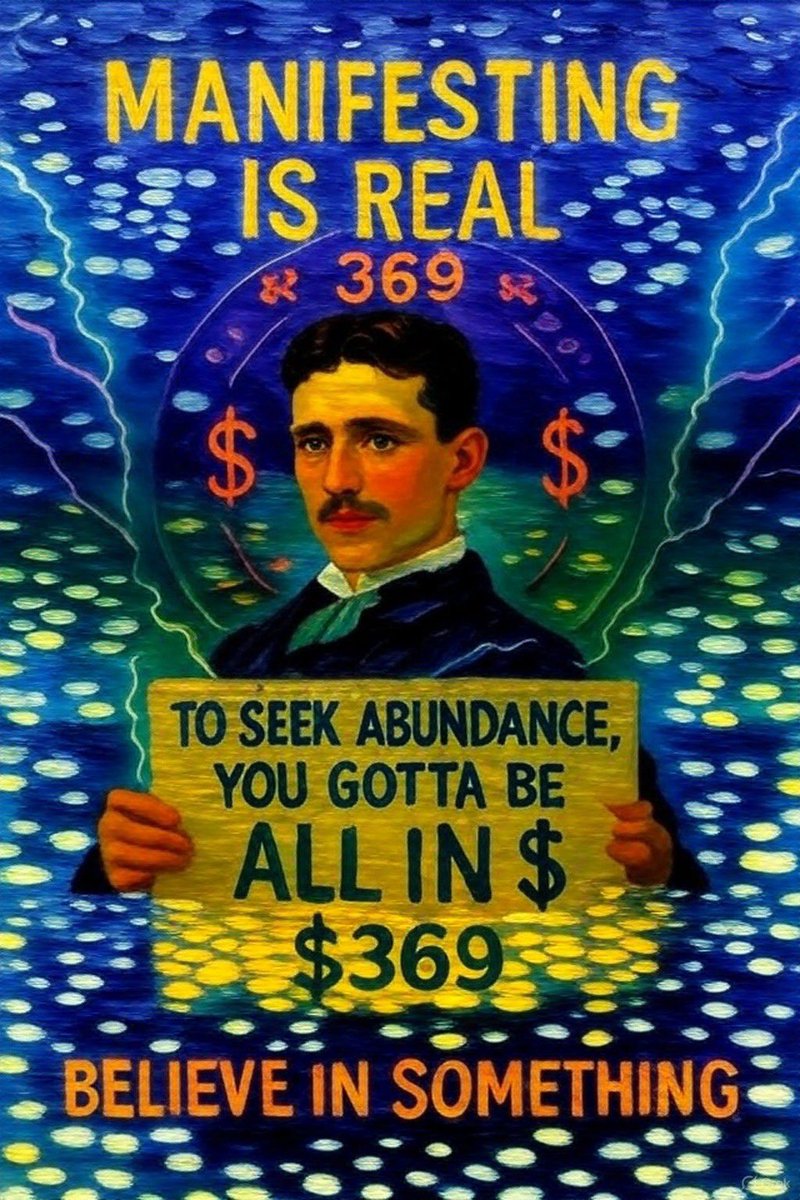 <a href="/blknoiz06/">Ansem</a> Be all in #369 and frontrun #crypto space just like #NikolaTesla lived with 3️⃣6️⃣9️⃣ and became the greatest of his century

Study how 369 is the infrastructure of #crypto foundation

x.com/level941/statu…

The lore of code of abundance- 369✨

x.com/cryptochadley/…

<a href="/blknoiz06/">Ansem</a>