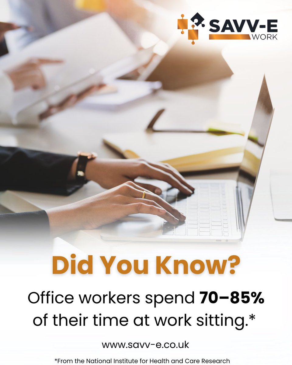 savvework's tweet image. Small changes make a big difference...

Incorporating active working solutions like sit-stand desks or under-desk treadmills can help you stay healthier, more energised, and more productive throughout the day.

🔗 savv-e.co.uk

#activeworking #officehealth