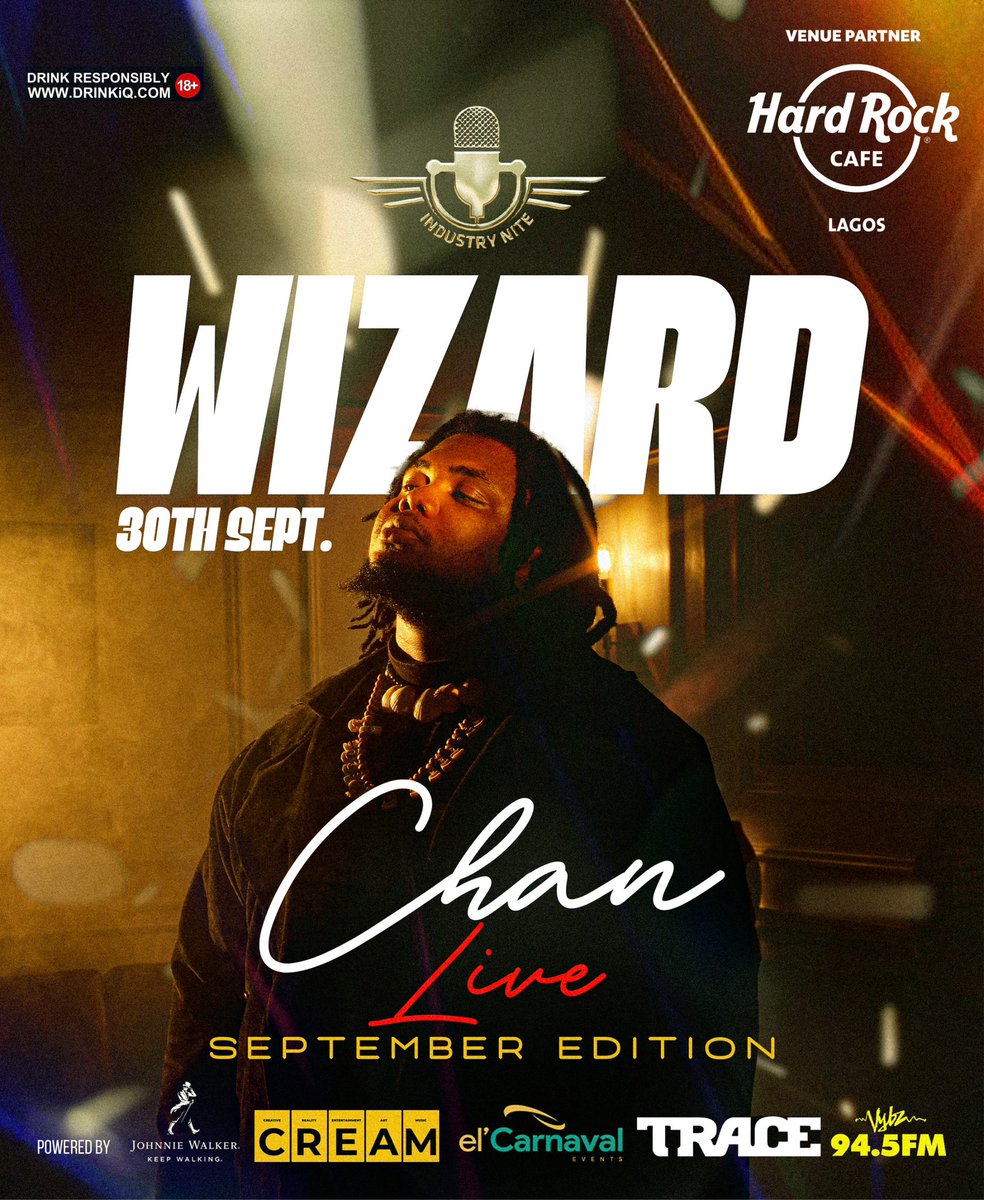 September is about to get lit!🔥
We are happy to announce <a href="/_WizardChan_/">Wizard Chan</a> as the headline artist for the next edition!
You don't want to miss

📅: Tuesday September 30th
📍: @hrclagos

Save the date, spread the word, &amp; register via link below
#Industrynite

forms.gle/eSkpVVprG2L7ok…