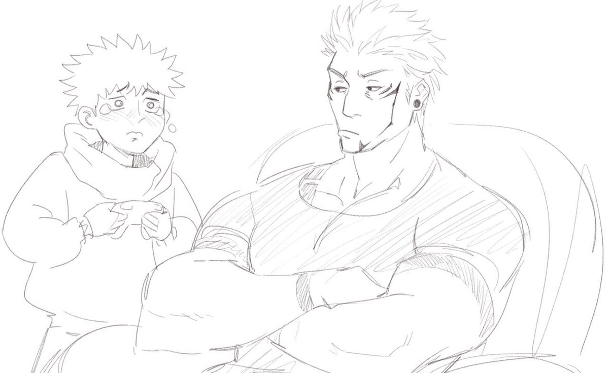 vsgigan's tweet photo. here’s an old one from when I drew Sukuna ripped as fuck. “Uncle Sukuna everyone’s bullying me on Fortnite can you please play for a bit?” https://t.co/oF79pheI73