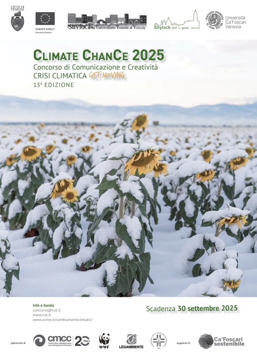 Concorso di comunicazione sui cambiamenti climatici dell'Università di Venezia. 
Inviate la candidatura entro il 30 settembre
Vedi anche unive.it/cambiamenticli…