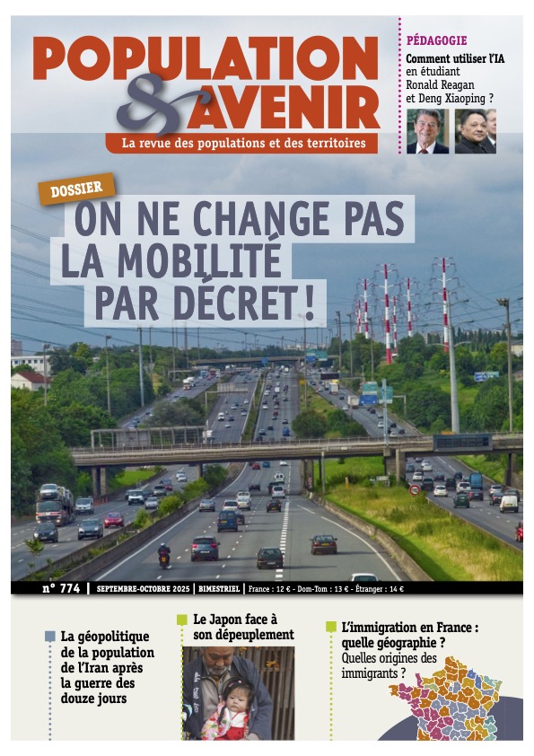 Transports.  Géographie de l’immigration  ?  La géopolitique de la population de l’Iran  Le Japon face à son dépeuplement. Pédagogie : comment utiliser l’intelligence artificielle (IA) pour un exercice...
Un nouveau numéro de la revue Population &amp; Avenir.
population-et-avenir.com/shop/abonnemen…