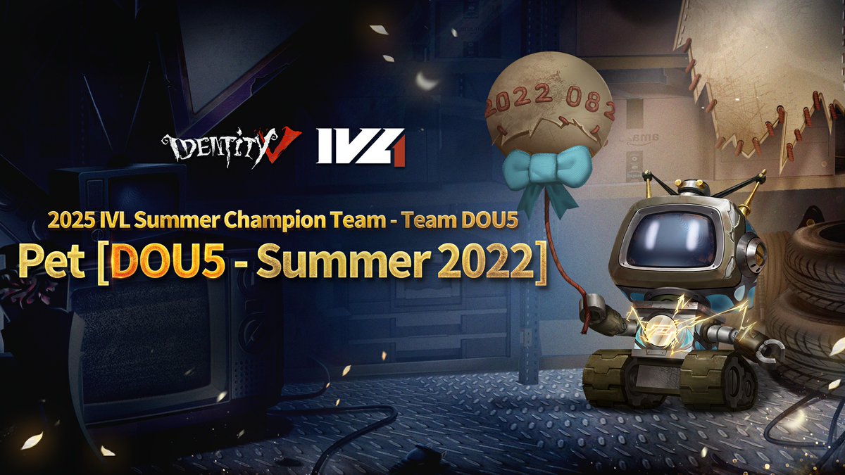 GameIdentityV's tweet photo. Dear Visitors,
New IVL Champ Pet Arrives Sept 25!
Pet [DOU5 - Summer 2022 features a super-cute face, holding a stylish balloon bundle with team-color ribbon!
Week 1 Exclusive: 12% OFF
Don't miss this LIMITED discount!
#IdentityV #DOU5 #Pet https://t.co/NCXj6OBI7C