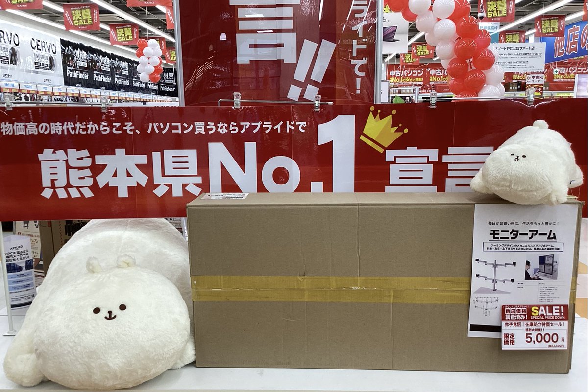 ap_kumamoto's tweet image. 本日のおすすめ商品はコチラ！！
4画面用のモニターアームが1台限定大特価✨
早い者勝ちです‼️ぜひお買い求めください٩( &apos;ω&apos; )و
むにゃむもお待ちしております🥳
#アプライド #熊本 ＃大特価