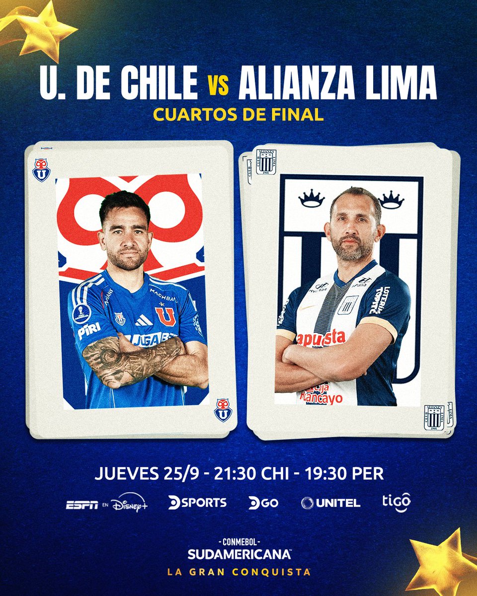 🛫🎫 ¡Por el último cupo! <a href="/udechile/">Universidad de Chile</a> y <a href="/ClubALoficial/">Club Alianza Lima</a> se juegan la clasificación a Semifinales

🏆 CONMEBOL #Sudamericana | #LaGranConquista