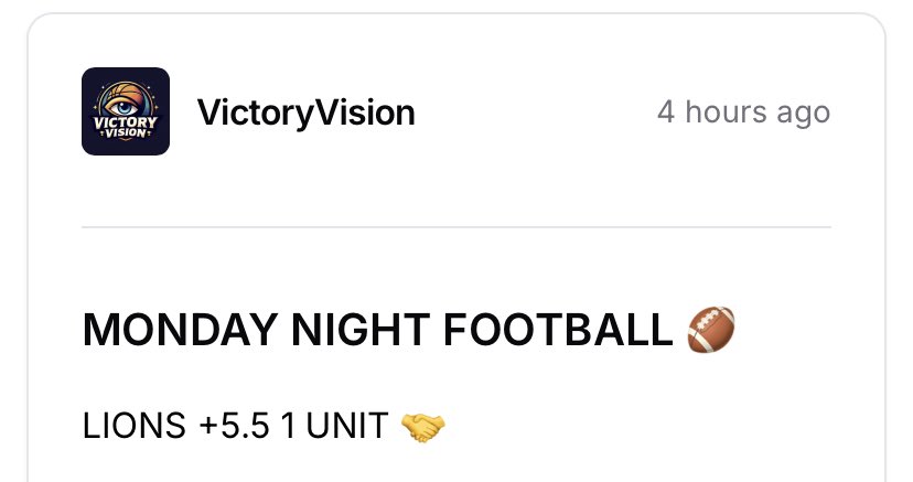 VictoryVisionML's tweet image. BANG BANG BANG 💥‼️

THATS A VIP CASH ON MONDAY NIGHT FOOTBALL 🏈 

LIONS +5.5 ✅ OUTRIGHT WINNER ✅✅

WE TAKE OUR OWN PLAYS , THATS WHAT REAL CAPPERS DO . WE DONT FOLLOW OTHERS 

NFL RECORD 8-5 (+5.5 Units) 💰

PROOF IS IN THE PUDDING. SEE YOU GUYS TOMORROW ‼️

#GamblingX