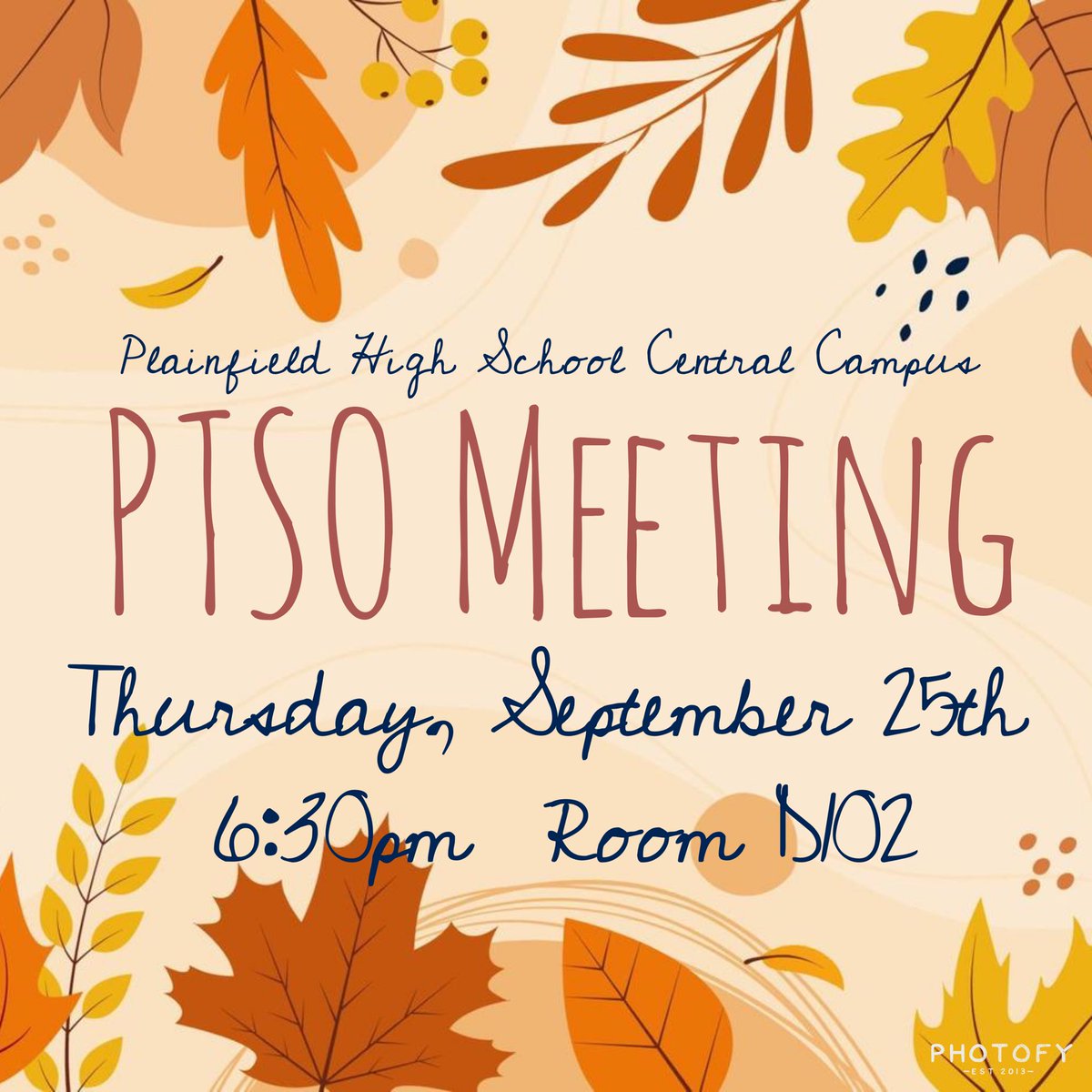 Please join us for our next PTSO Meeting this Thursday, September 25th at 6:30pm 🍂