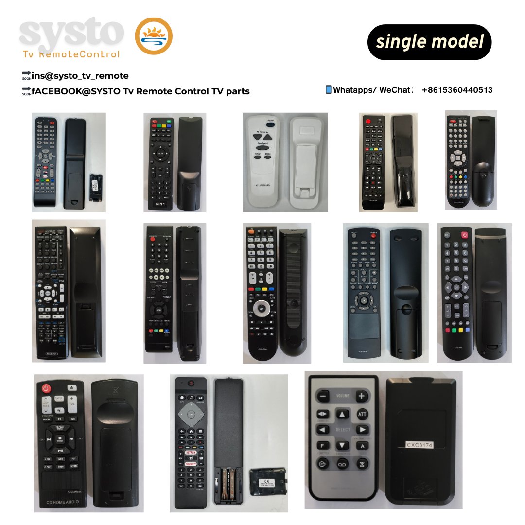 SystoRemote's tweet image. SYSTO  TV Remote Control Single model
Support customization
Multiple models are available for selection.More models can be customized.
🔗systo.hk
🔗systoremote.com
🔗linktr.ee/SystoOfficial
📱WhatsApp/WeChat：8615360440513
#tv #tvremotecontrol #systo
