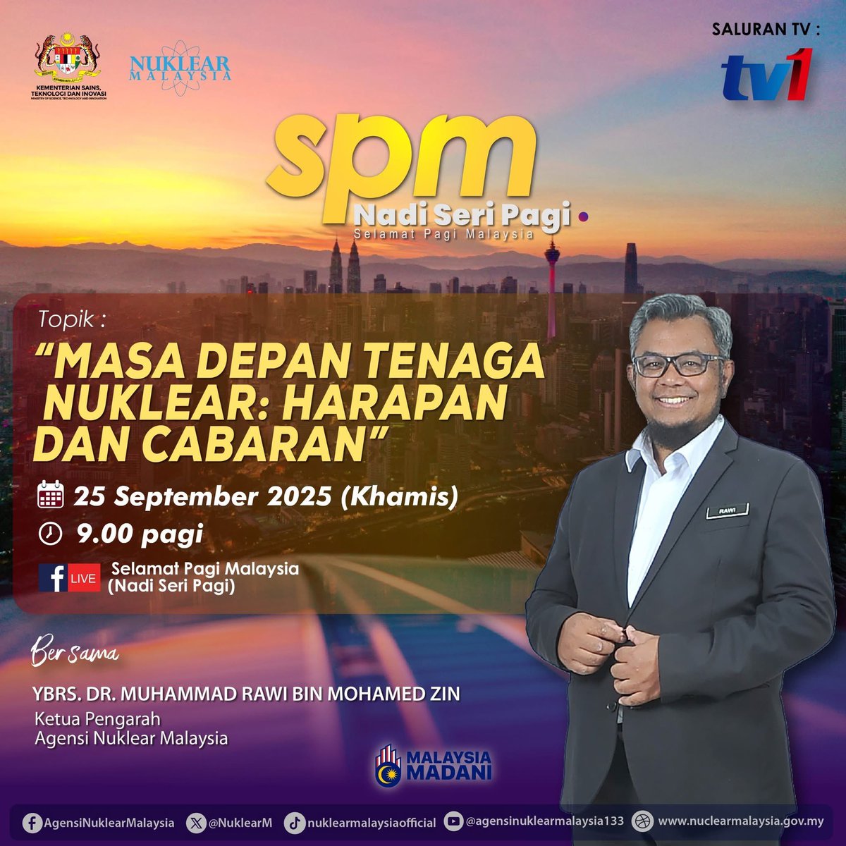 NuklearM's tweet image. Ikuti temu bual ini menerusi penstriman langsung

RTM Klik : rtmklik.rtm.gov.my/live/tv1

#agensinuklearmalaysia
#nuklearmalaysia
#nuklearuntukrakyat
#mosti
#MerakyatkanSains
#MenginsankanTeknologi
#NUR
