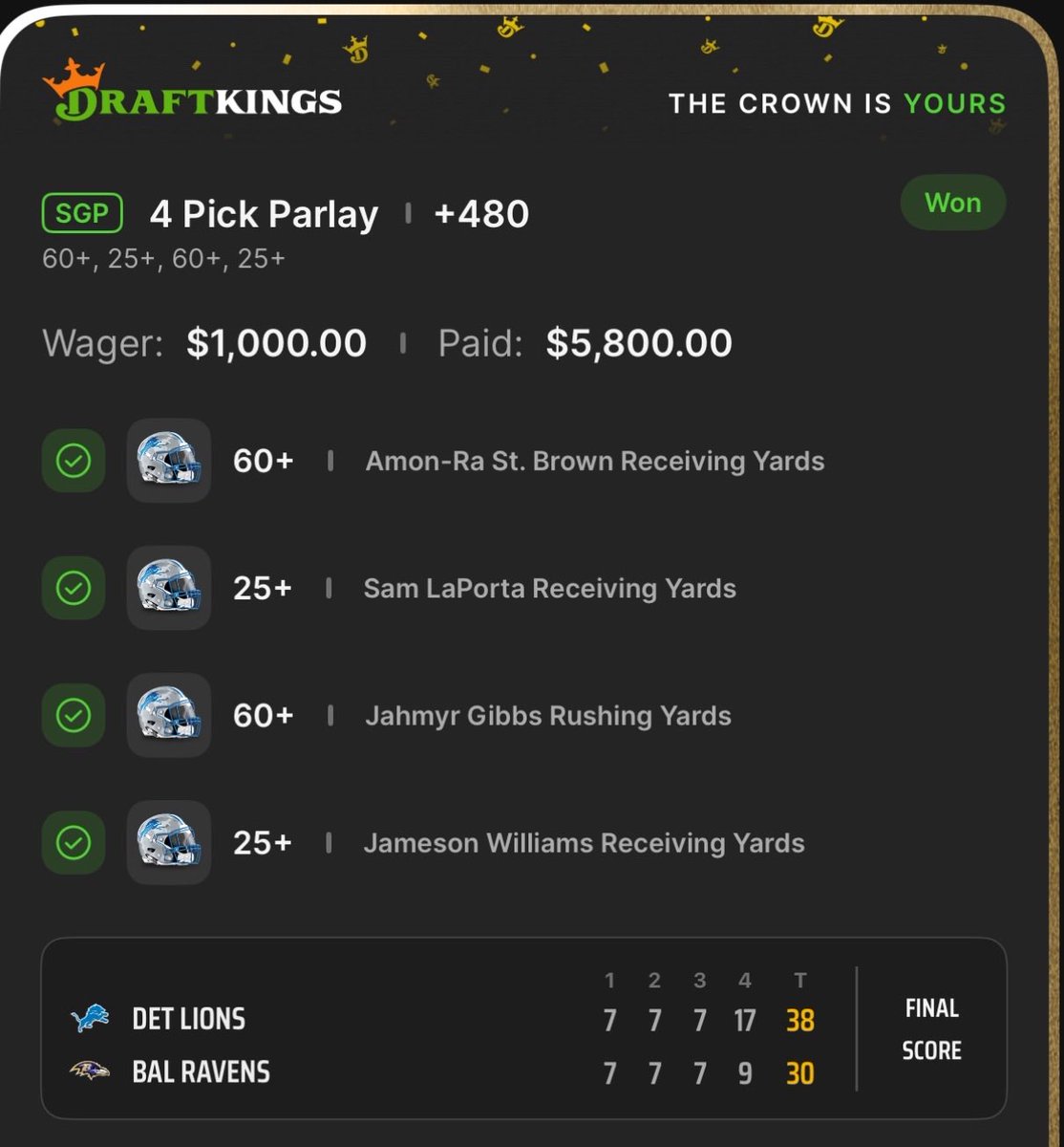 NoSweatBets___'s tweet image. Come WIN with us!! 🚀✅✅ #NoSweatBets #sportsbettingpicks #Fanduel #Win #Discord #BettingTips #Picks #FreePicks #Parlay #DraftKings #GamblingTwitter #NFL #Sportsbook #DetroitLions #MNF

whop.com/no-sweat-bets-…