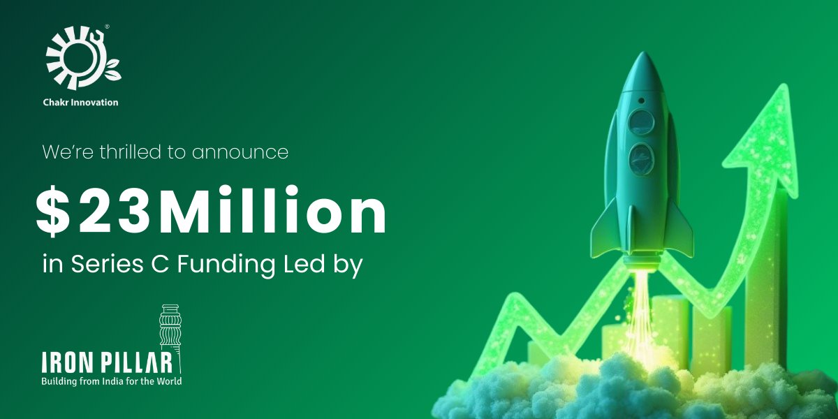 <a href="/ChakrInnovation/">Chakr Innovation</a> raises USD 23M Series C, led by <a href="/ironpillarfund/">Iron Pillar</a> 

This milestone powers our DeepTech vision to build world-class material science tech tackling clean air &amp; clean energy.

Onwards to scaling impact, R&amp;D &amp; global growth!

#atmanirbharbharat #Viksitbharat2047