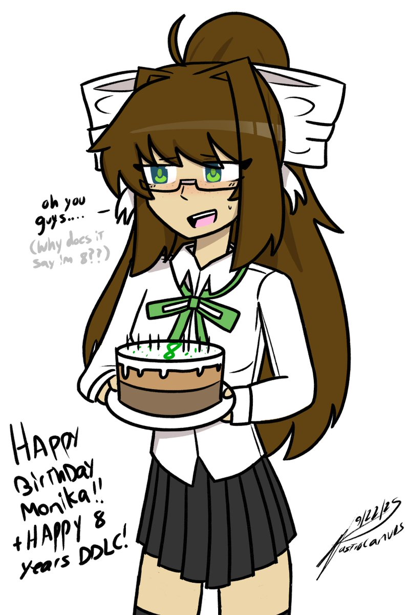 Happy birthday Monika and happy 8 years to DDLC!

i was originally going to do normal DDLC Monika but i havent drawn DDO monika in so long so i had to 💚

DDLC (obviously) means alot to me and its crazy this thing came out when i was 10.... heres to more great years!!! :D