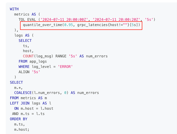 killme20082's tweet image. PromQL and SQL joins are pretty cool, right? Go give it a try!  docs.greptime.com/getting-starte… #GreptimeDB #Observability #Monitoring #Prometheus