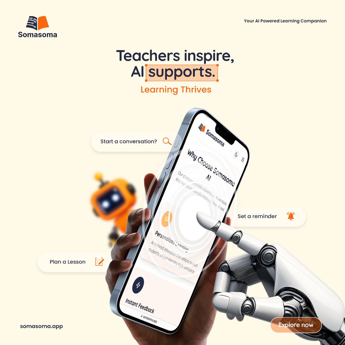 Somasoma_ai's tweet image. 👩🏽‍🏫 Great teachers deserve great support.
With Somasoma, you spend less time on admin and more time doing what you love teaching.

✨ Sign up now and step into the future of education.
👉 somasoma.app | 📩 info@somasoma.app
#EmpowerTeachers #TeachingSupport