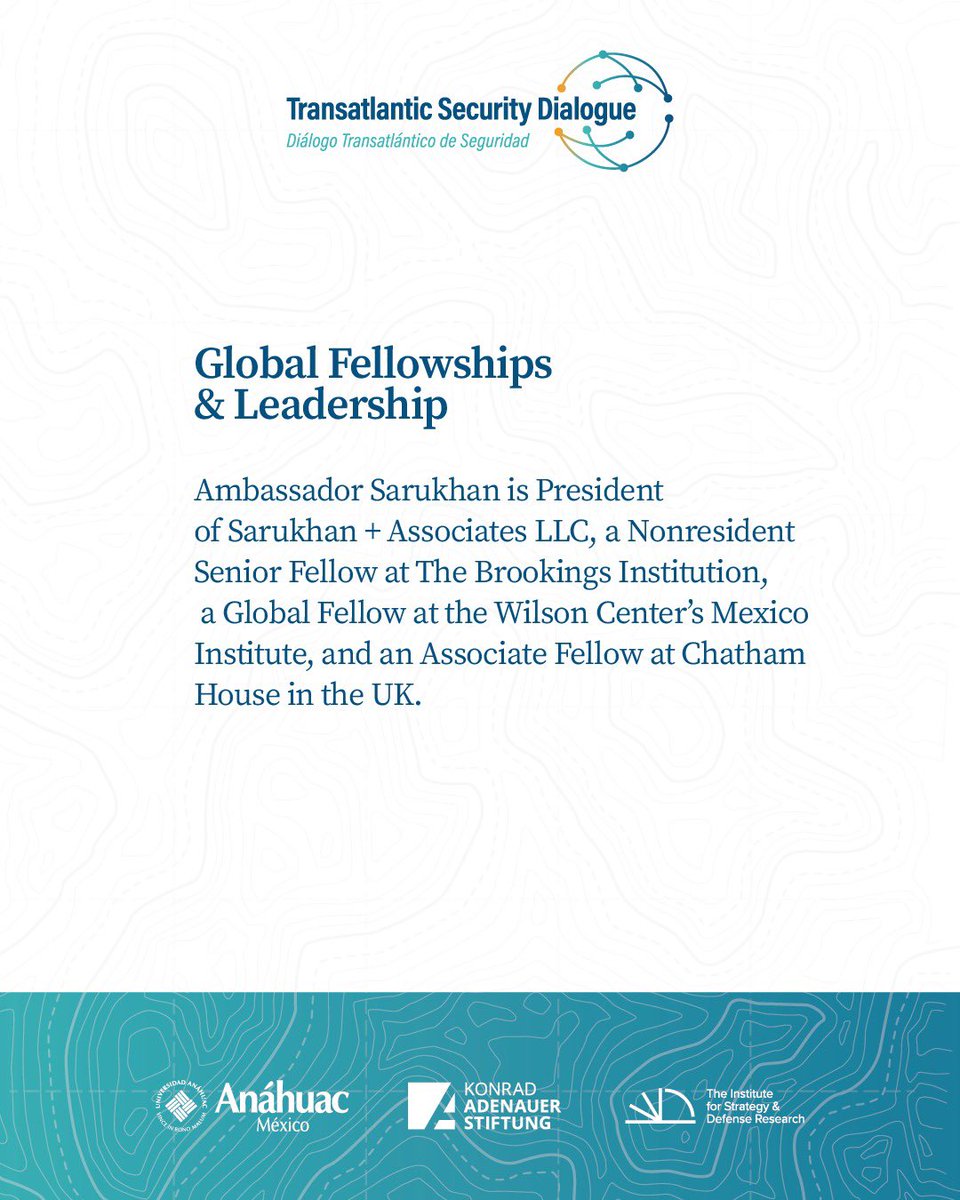 kasmexiko's tweet image. 🎙️ El embajador @Arturo_Sarukhan será uno de los panelistas en la III Conferencia sobre Seguridad Transatlántica.

Compartirá su visión sobre:
🌐 Un mundo en transformación: reconfiguración global y regional en una era de competencia estratégica.

¡No te lo pierdas!
#KAS4Security