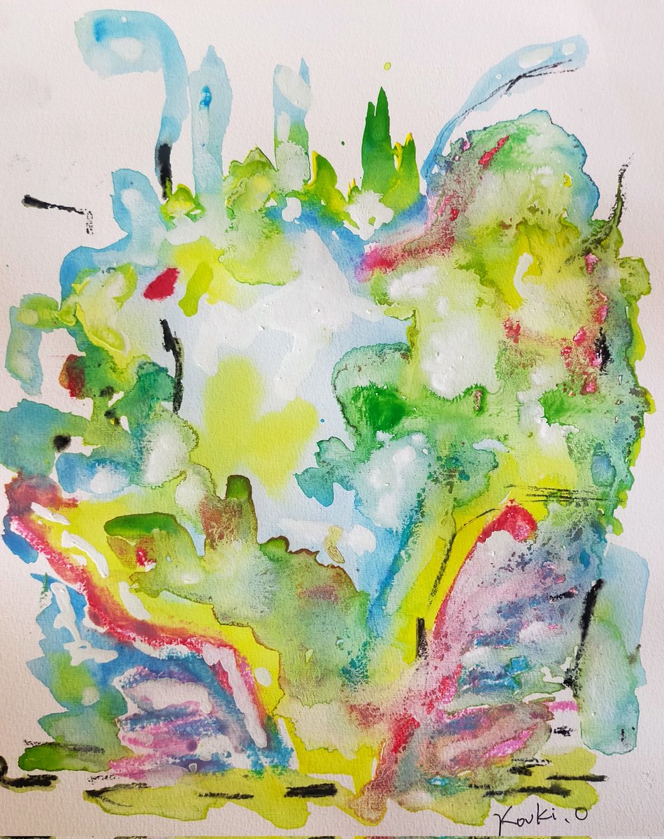 本日は「稲葉浩志」さんのお誕生日ですね🌸「おめでとうございまーす💐」心から祝福申し上げます！
お誕生日を記念祝して新作をUp！タイトルは「秋へと向かう景色」です。サイズはF3号。これからも益々のご活躍を祈念しております。お身体も大切に〜💐#稲葉浩志さん　#お誕生日　#お祝い