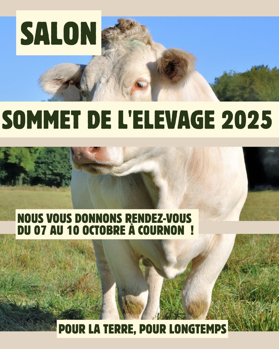 🐄 Rendez-vous au Sommet de l’Élevage 2025 à Cournon du 7 au 10 octobre !
🤝 Stands : Hall 1 : A12 &amp; Hall 3 : A2
#SommetElevage2025 #ElevageDurable #SolFertile #AutonomieAlimentaire #SOBAC #AgriCournon #PerformanceÉlevage