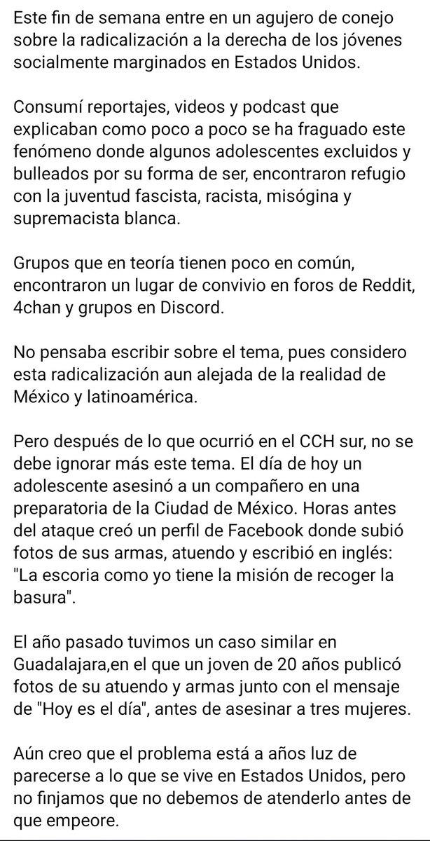 m_chavoya's tweet image. Desgarra percibir el tufo del supremacismo estadounidense en el ataque del CCH Sur del día de hoy.

facebook.com/share/1Xb2aASp…