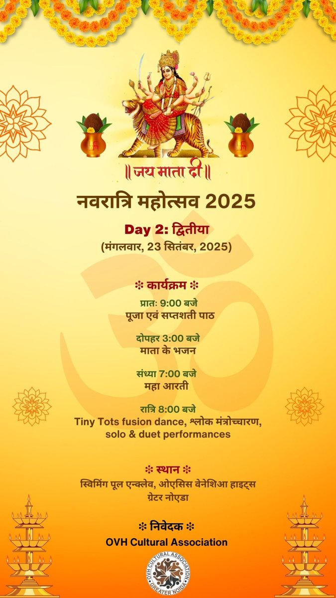 ovhca2024's tweet photo. Join us on day 2 for Tiny Tots fusion dance, Shlokas Chanting and many song &amp; dance performances after Maha-Aarti. https://t.co/zKCSuchpA8