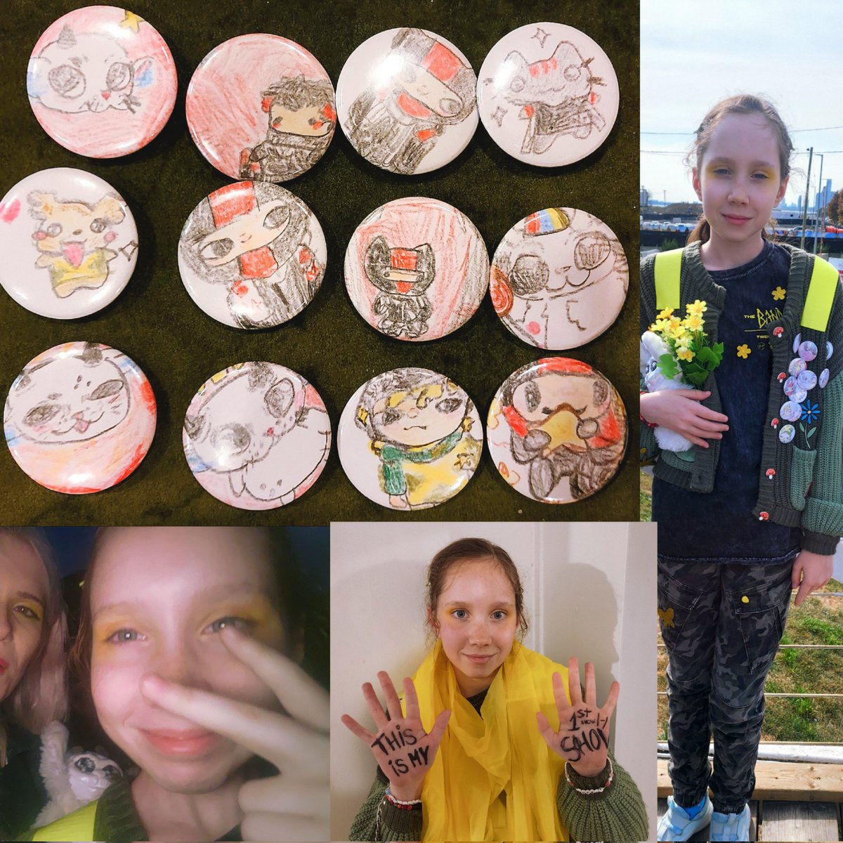 istanthepilots's tweet photo. Hey all!
I want you to meet my little sister Anna! 
She was sad we missed the filming of   video so i thought I'd post on here!
It was her 1st show yesterday! 
Got her a ticket so we can both be banditos in the lawn
&amp; she even made the cutest #cliqueart pins to give out 💛💛💛 https://t.co/mNFQsaB81z