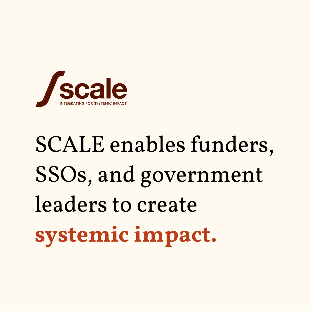 TCFtweet's tweet image. We are proud to launch #SCALE, incubated by @TCFtweet.

SCALE’s vision is to enable #systemic impact in #India through these 3 levers:
&amp;gt; Mobilising #philanthropy and #CSR towards systemic impact
&amp;gt; Strengthening capabilities of SSOs
&amp;gt; Engaging #government leaders

Follow for more!