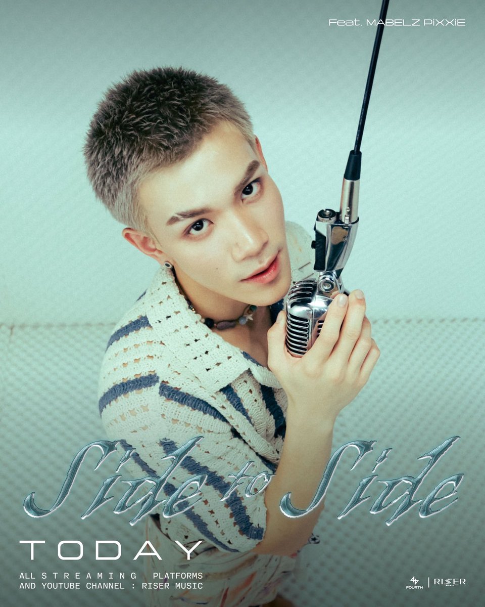 D-DAY 🔥
Side To Side - FOURTH Feat. MABELZ PiXXiE

MUSIC VIDEO RELEASE
TODAY | 3 PM

📺YouTube : RISER MUSIC
&amp; ALL STREAMING
🔗youtube.com/@risermusicth

#️⃣SideToSide_FOURTHftMABELZ_MV
.
#SideToSide_FOURTHftMABELZ
#Fourthnattawat
#Mabelz_PiXXiE 
#RISERMUSIC 
#GMMTV <a href="/tawattannn/">FOURTH</a>