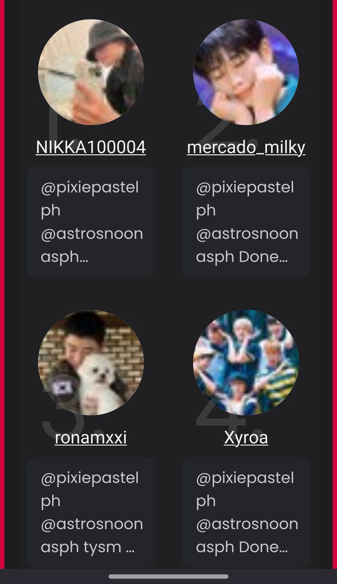 pixiepastelph's tweet image. Congratulations for winning 1 raffle slot each 😊

@NIKKA100004 @mercado_milky 
@ronamxxi 
@Xyroa  
@ChiChaMeee 

Kindly DM us to claim your slots. Thank you 💜