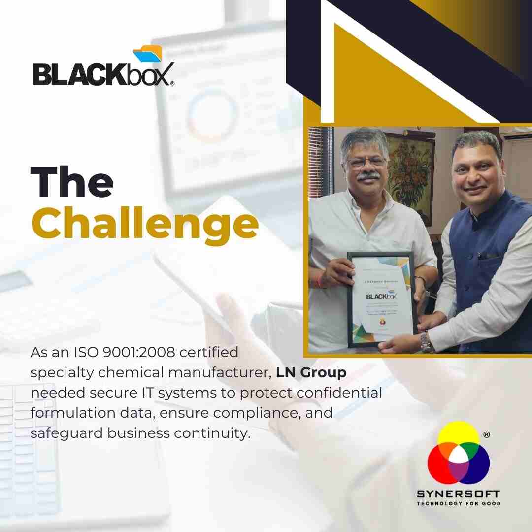 SynersoftTech's tweet image. We&apos;re proud to celebrate our 6-year journey with L N Chemical Industries (LN Group).

With BLACKbox, they&apos;ve not only secured their data but also saved 60% on hardware and software costs.

👉 Read the full case study: synersoft.in/case-study-ln-…

#CaseStudy #BLACKbox  #Synersoft