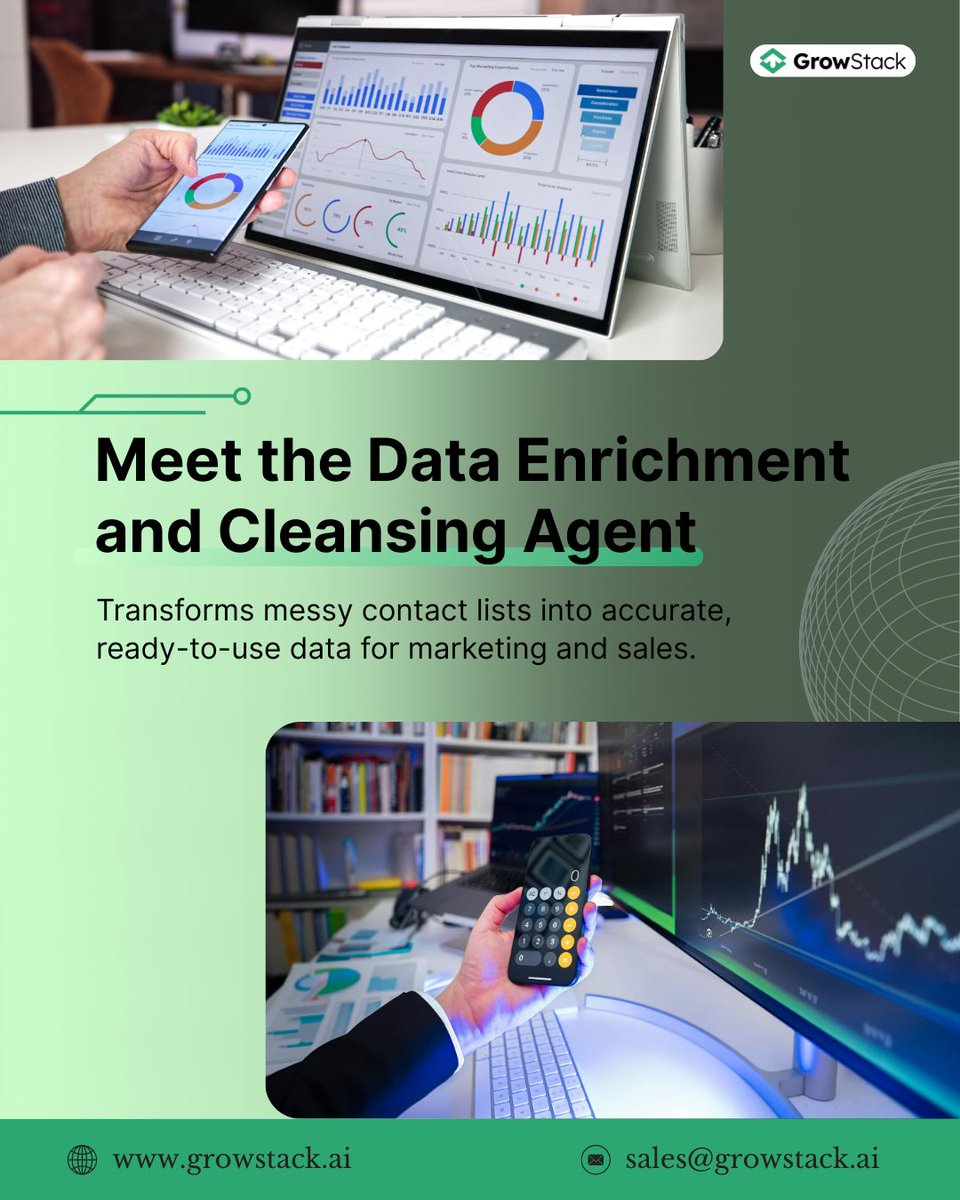 Growstackai's tweet image. Did you know 30% of sales teams lose leads because of messy, duplicate, or outdated contacts?
With GrowStack, your contacts get cleaned, enriched, and organised in seconds.

✨ Try it today → growstack.ai
📩 support@growstack.ai

#CleanData #SalesOps #AIForBusiness&quot;