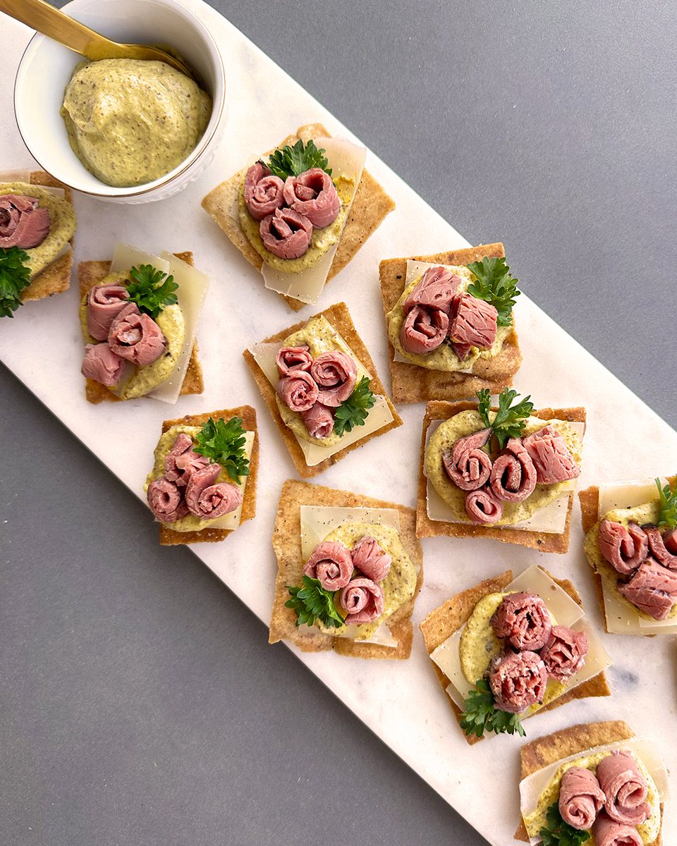 A Stacy's spin on pastrami sliders – these bites make a satisfying snack or light meal!