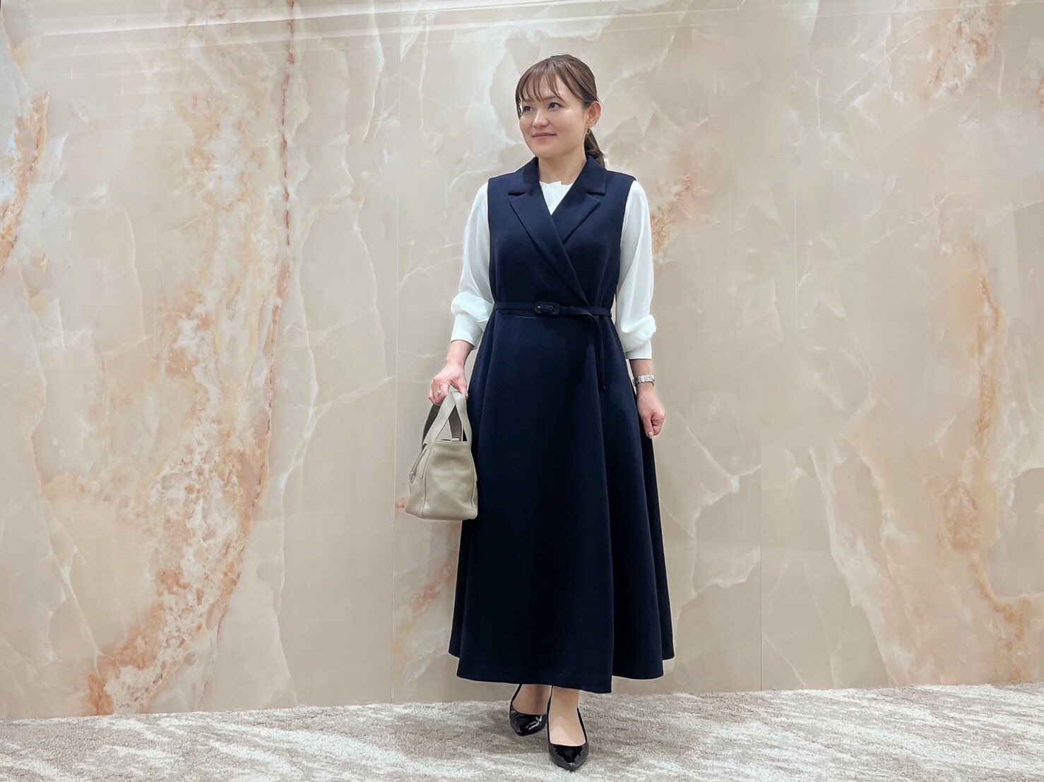 【15日までの出品です】エムプルミエ ❤︎ ハンドステッチミドルライトコート 15日までの出品です】エムプルミエ ❤︎ ハンドステッチミドル