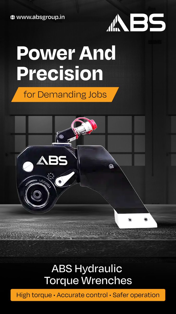 ABS_India's tweet image. When bolts are big &amp;amp; safety is critical, trust #ABS #HydraulicTorqueWrenches
✅High torque output
✅Real-time control
✅Reduced fatigue
✅Enhanced safety
Built tough for construction, pipelines, shipbuilding &amp;amp; oil &amp;amp; gas.
absgroup.in
#TorqueSolutions #IndustrialTools