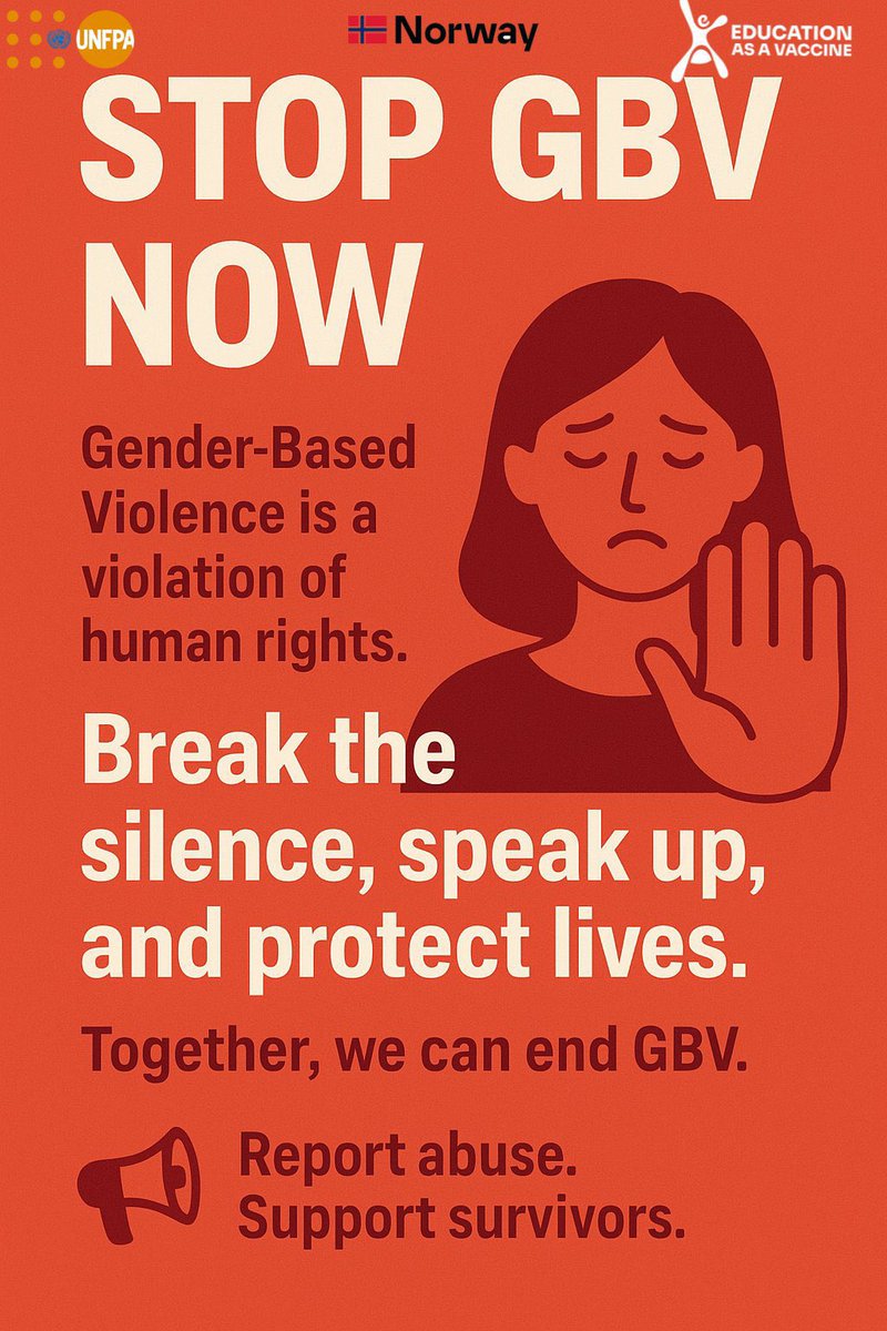 "True love knows no harm”. 
Say NO to VIOLENCE at home, in schools, and communities.
Choose respect not abuse.
#SRH4U
<a href="/UNFPANigeria/">UNFPA Nigeria</a> <a href="/NorAmbNigeria/">Svein Baera</a> <a href="/EVA_Nigeria/">Education as a Vaccine Nigeria</a> 
<a href="/evansylvia/">evan sylvia</a> <a href="/Abdool_PhD/">Abdullahi Yusuf</a> <a href="/abdoul_official/">Abdulrazak Mukhtar</a> <a href="/yusha_abdul/">Yusha' S. Abdul 🇳🇬🇸🇦🇵🇸</a> <a href="/AbdoolPhd/">Abdullahi Yusuf 🇳🇬 ❁</a> <a href="/KorieUNFPA/">Kori Abba Habib (Bama)</a> <a href="/FalaluDorayi/">Falalu A. Dorayi</a> 
Cc: @AbdullahiUsam19