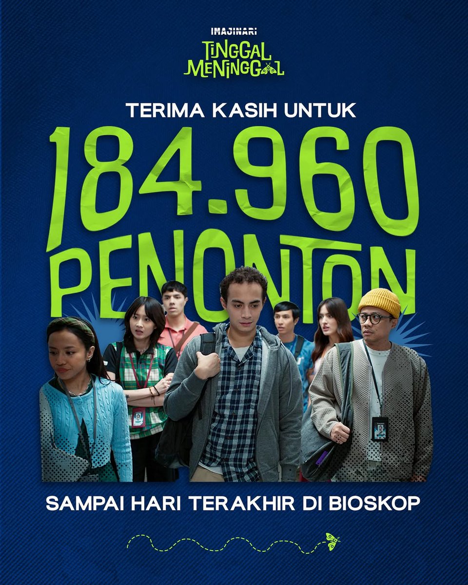 HabisNontonFilm's tweet image. TINGGAL MENINGGAL, debut penyutradaraan Kristo Immanuel, pamit dari bioskop.

Jujur sedih karena para Minton suka banget, berharap lebih rame penontonnya. Tapi ya sudah kenyataannya begitu 🥹

Kamu jadi bagian dari 184.960 penonton itu?