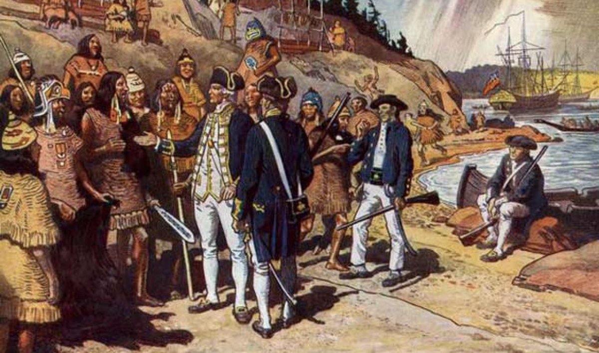 Captain James Cook at Nootka Sound, Vancouver Island, 1778