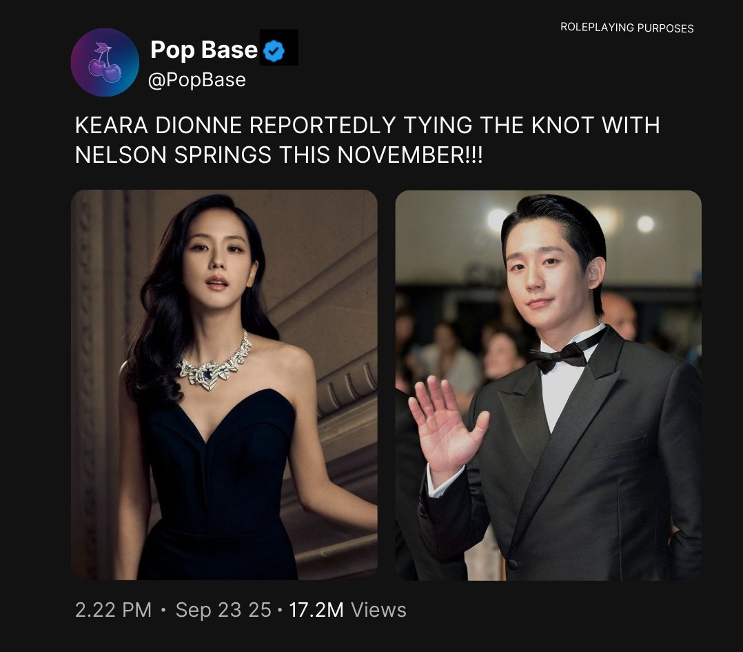 [  𝗠𝗘𝗗𝗜𝗔 𝗕𝗨𝗭𝗭 ]

𝕏 𝗣𝗼𝗽𝗕𝗮𝘀𝗲 posted a tweet.

KEARA DIONNE REPORTEDLY TYING THE KNOT WITH NELSON SPRINGS THIS NOVEMBER!!!
ㅤ