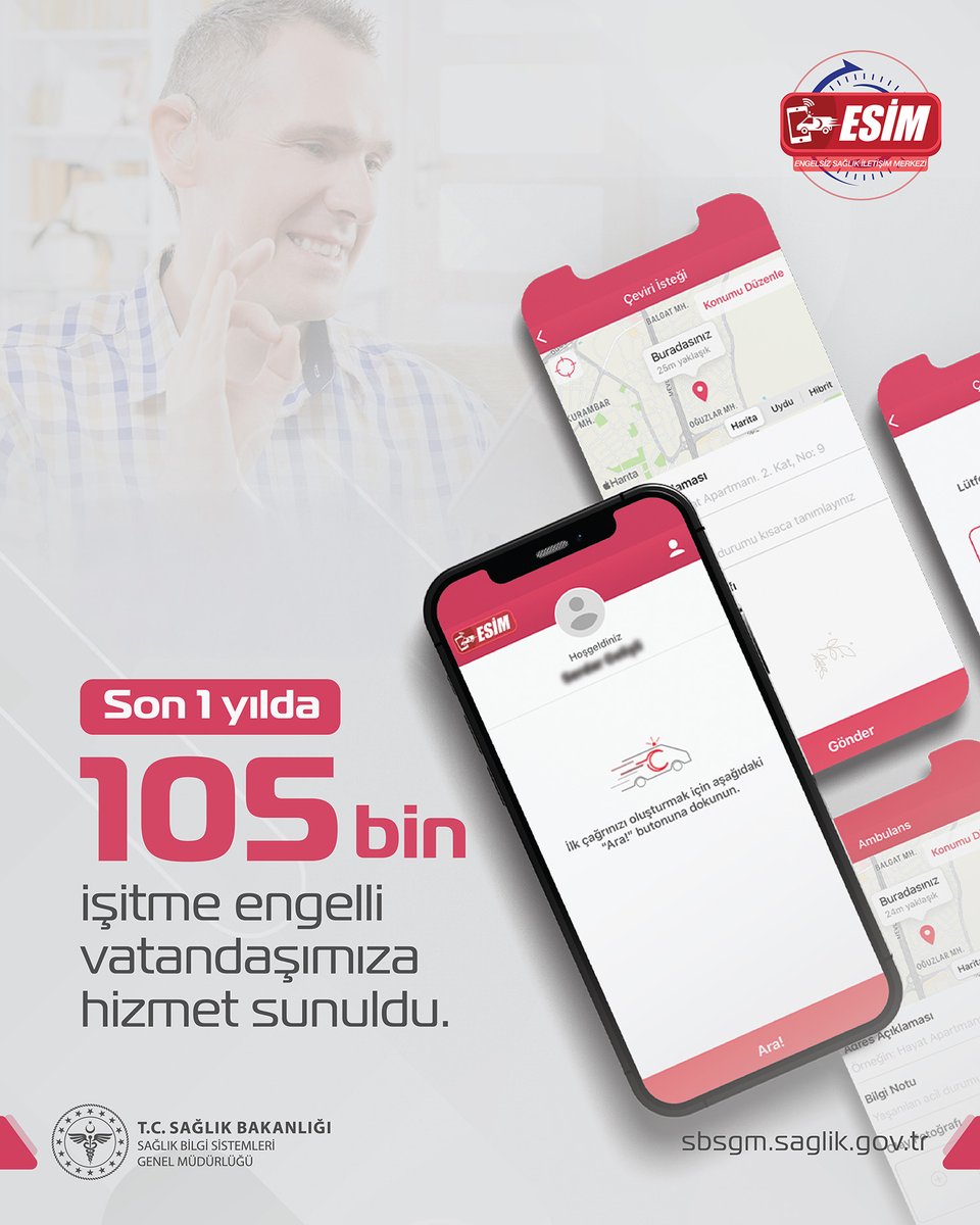 Engelsiz Sağlık İletişim Merkezi (ESİM), işitme engeli olan bireylerin sağlık hizmetlerine erişimini kolaylaştırmak amacıyla 7/24 hizmet anlayışıyla çalışıyor.

#UluslararasıİşitmeEngellilerHaftası
#ESİM