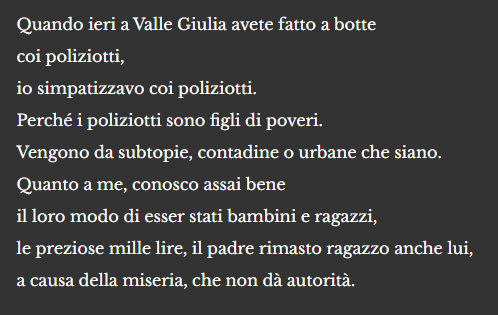 CastellVonFaber's tweet photo. Tratto da "Il PCI ai giovani".
#Pasolini, 16 giugno 1968.

#Milano #stazionecentrale https://t.co/tQBxZuPNzO