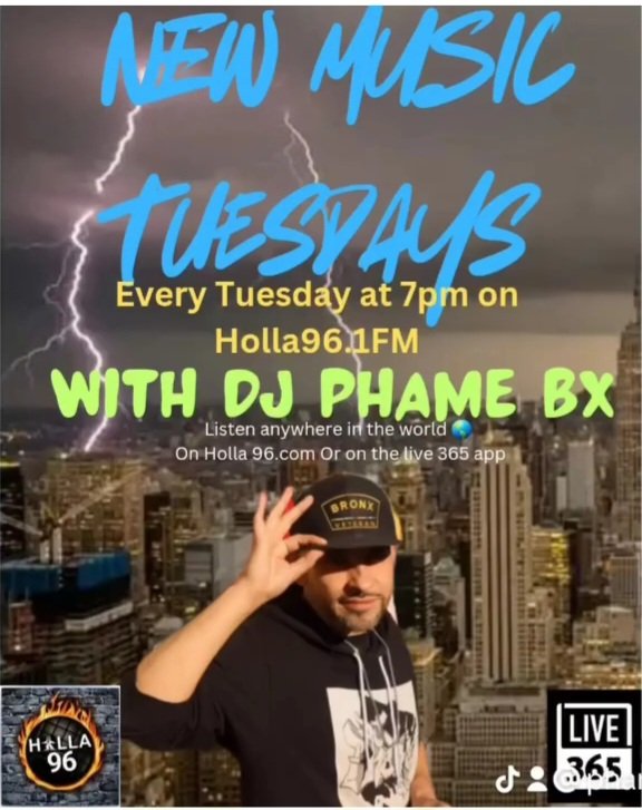 DJPhame1's tweet photo. #Holla96 New music tuesdays with Dj Phame Bx every Tuesday at 7pm. https://t.co/LoWZicxlmb