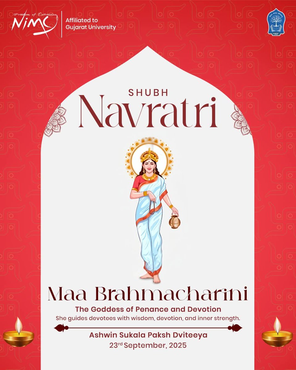 #Day2 of #Navratri celebrates Maa Brahmacharini.
May her blessings inspire us with devotion, discipline and inner peace.

#Navratri2025 #MaaBrahmacharini #PowerOfDevotion #PeaceWithin #FestivalOfFaith #SacredEnergy #CulturalTradition #DivineVibes #NIMCJNavratri #AhmedabadNavratri