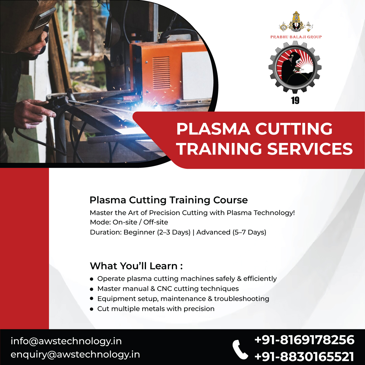 AWS_Tech_Center's tweet image. Plasma Cutting Training Services

✔️ Beginner (2–3 Days) &amp;amp; Advanced (5–7 Days)
✔️ On-site &amp;amp; Off-site learning
✔️ Safe machine operation, CNC cutting, maintenance &amp;amp; precision

📞 +91-8169178256 | ✉️ enquiry@awstechnology.in

#PlasmaCutting #CNC #IndustrialTraining #Fabrication