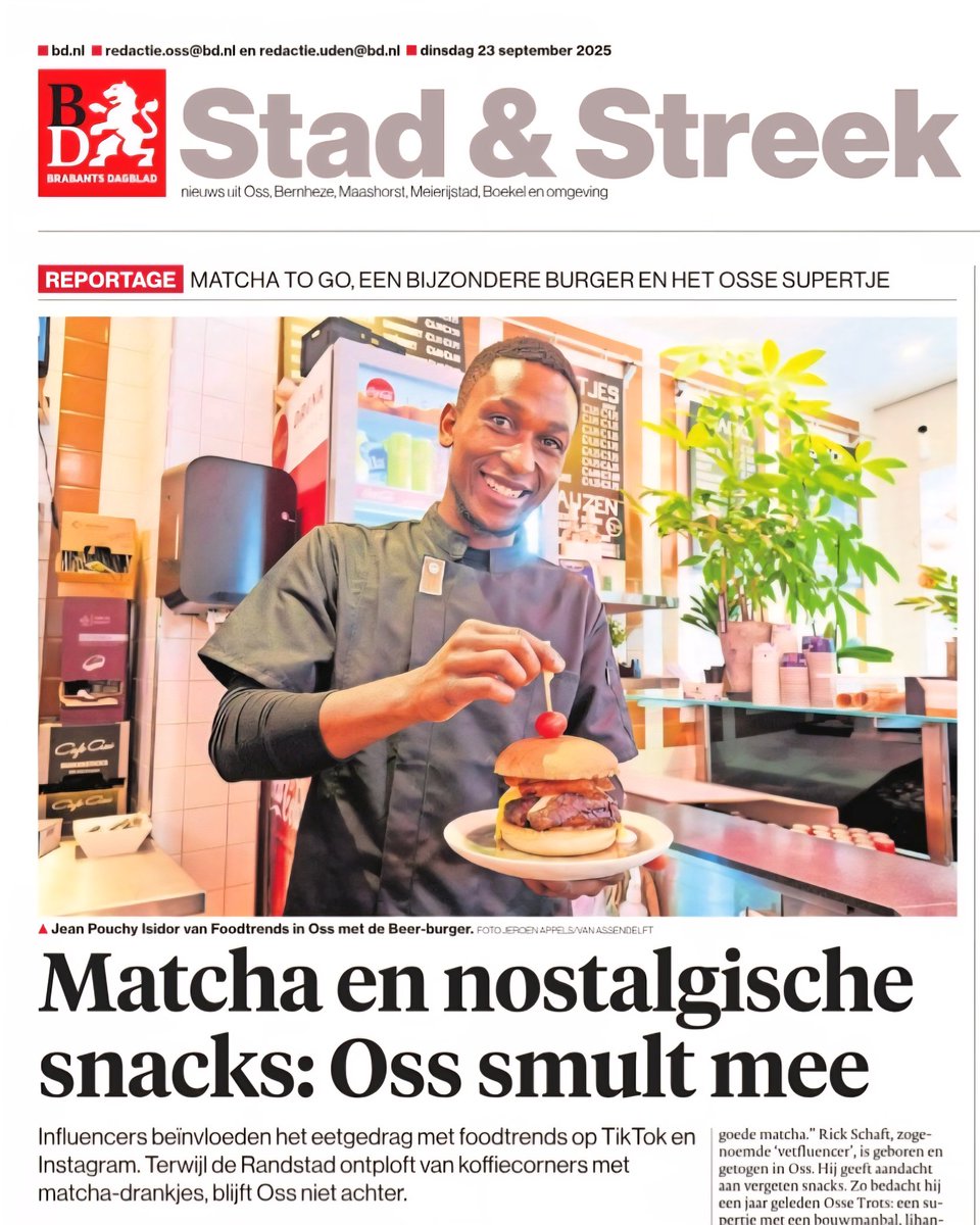CMJackOss's tweet image. Influencers beïnvloeden het eetgedrag met foodtrends op TikTok en Instagram. Vandaag in het BD de 'beer-burger' van Jean Pouchy Isidor van JP Lunch &amp;amp; Frietjes aan de Walstraat in Oss! #centrumoss #hartvandestad