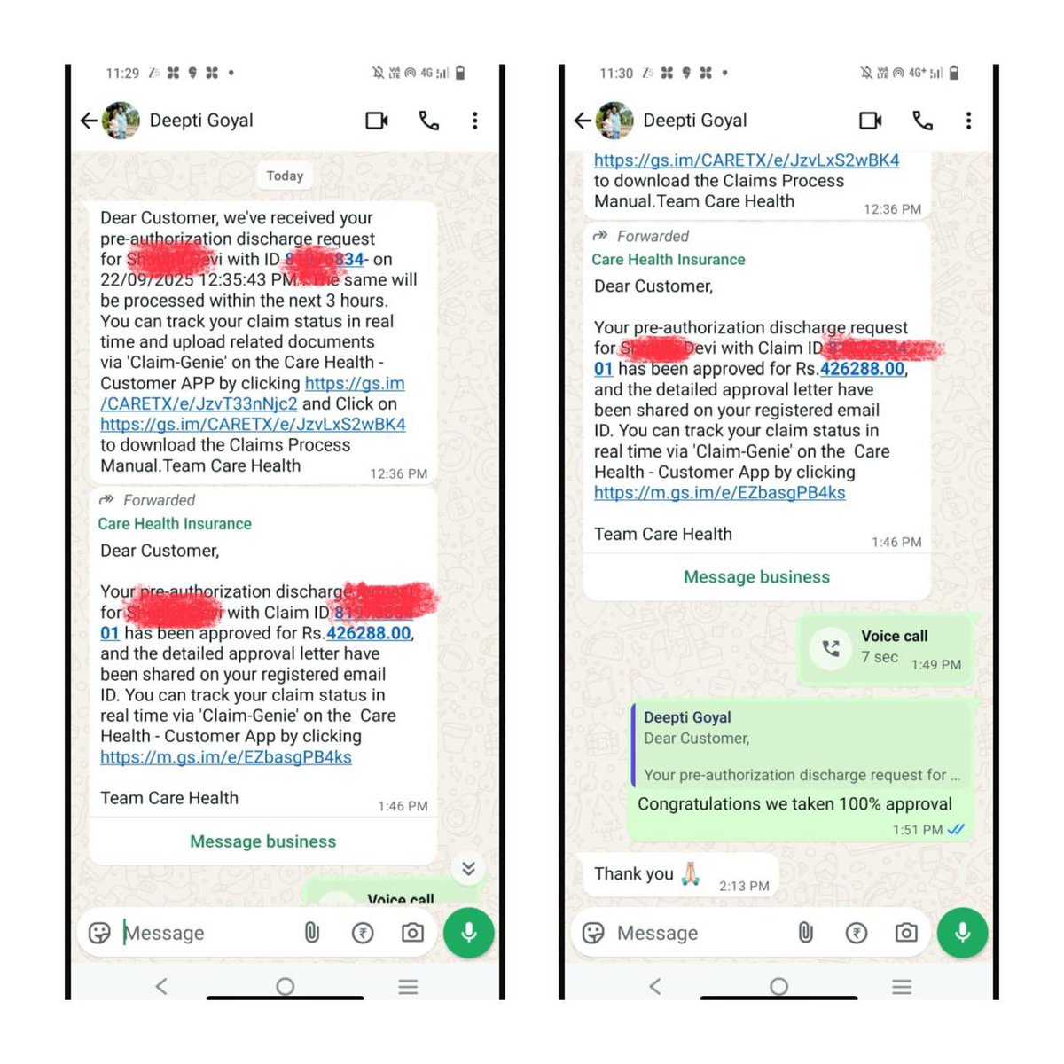 SanjayYada7n's tweet photo. 🚨 Another Successful Claim Settlement..!!

Final Discharge Sent by Hospital at 12.36 and at 13.46 Approval Received. 

This is how we help our client 100% Claim Settlement 🤗

@CareHealthIndia Great Improvement ..!! 

#India #Insurance #HealthInsurance #Claims #Insurancecompanies