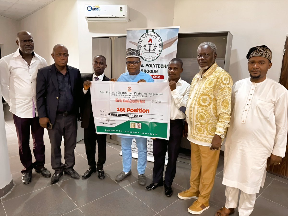 FedPolyOrogun's tweet photo. Federal Polytechnic Orogun, Delta State, has again proven its rising status in Nigeria’s higher education landscape after two of its students clinched first place at a national engineering quiz competition. https://t.co/Nmj0pGi1zp