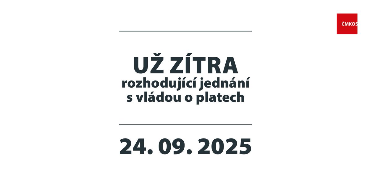 JStredula's tweet image. Už zítra jednáme s vládou o plošné valorizaci platů ve veřejných službách a státní správě.
Náš dlouhodobý požadavek: +10 %. Nabízený kompromis: +7 % všem +6 % pro nejhůře placené, do tarifů od 1. 1. 2026. Teď je řada na vládě.
#ČMKOS #odbory #FérováPráce #SpolečněSilnější